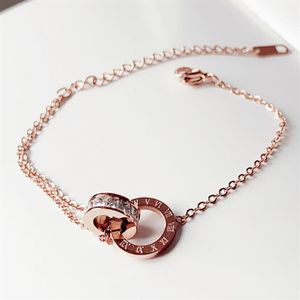 Simples titânio aço romano pulseira digital personalidade ouro rosa jóias namoradas charme pulseiras com mulher menina bangle216g