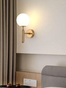 Wall Lamps 6W Indoor LED Mounted Light Fixture E14 Bulb Gold Bedroom Bedside Lamp Glass Lampshade Warm White 3000K Living Room El