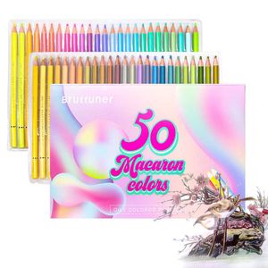 Brutfuner 12/24/50/80 Color Professional Artist Macaron Oil Colored Pencils Drawing Set For School Sketching Supplies