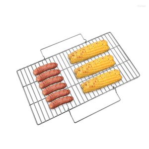 Dinnerware Sets Stainless Steel Camping Wire Mesh Plating Non-stick Roast Tool Vegetable Shelf Net Handle Chicken Cook