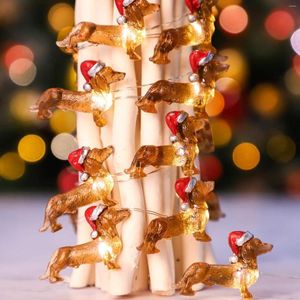Strängar Dachshund Dog String Lights LED Batteriet drivs vattentät utomhuslampa julhelgbröllopsfest fairy