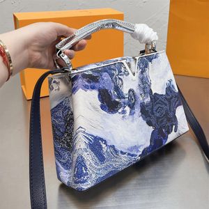 Hand Tote Bag Women Handbag Purse Genuine Leather Capucines Series Shoulder Crossbody Bags Classic Letter Art Color Painting Remov277b
