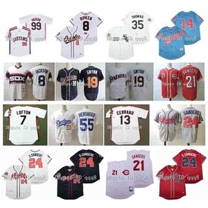 qqq8 Air01 Camisas Vintage RICKY WILD THING VAUGHN Cal Ripken Jr. Orel Hershiser Kenny Lofton Tony Gwynn Pedro Cerrano Reggie Deion Sanders Jackson