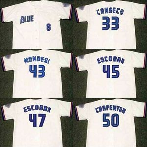 QQQ8 C202 Men 33 Jose Canseco 43 Raul Mondesi 50 Chris Carpenter 45 Kelvim Escobar 47 Kelvim Escobar 1999 Baseball Jersey