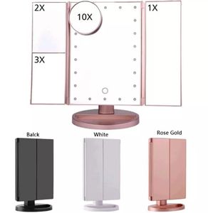 En son 28x18cm ışıklandırılmış makyaj aynası LED makyaj aynası Üç taraf 10 kez aynalar Birçok renk seçeneği özelleştirilmiş logo için destek