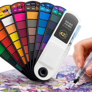 18/24/36/42 Colors Portable Solid Watercolor Paint Set Color Pigment With Brush Pen For Painting Artist Art Supplies