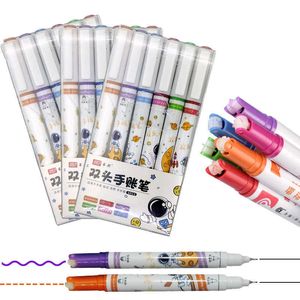 Double-headed lace roller highlighter hand account painting copy newspaper border pen black hook line art marker