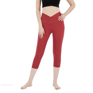 Модная талия укороченная йога брюки женщины спортивные леггинсы фитнес -тренажерный зал.