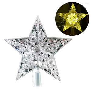 Decorações de Natal P82D Estrela de árvore de estilo nórdico com bateria de luz LED Battery Faux Crystal Contas Treetop Fairy Lamp Party Decor