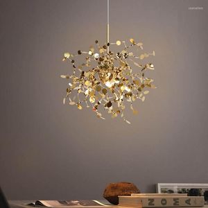 Kolye lambaları Modern Yaratıcı Led Avize Paslanmaz Çelik Art Yaprağı Restoran Oturma Odası Yatak Odası Parlaklık Dekorasyon Asma Aydınlatma