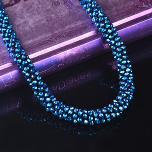 Pendant Necklaces KIOOZOL Fashion Thick CZ String Choker Necklace Blue Black Silver Color For Women Neck Jewelry Accessories 746 KB2