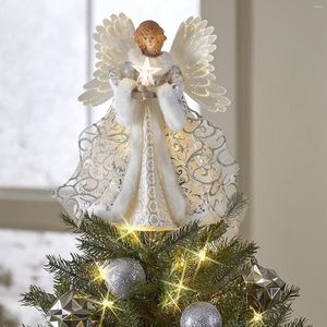 Christmas Decorations Resin Crafts Tree Decor Golden Angel Dolls Pendant Star Top Led Holiday Decoration Glowing Tre Q4v3