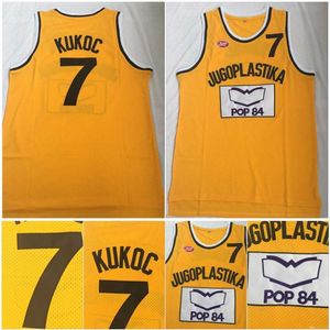 qqq8 de alta qualidade 1 toni kukoc camisa 7 jugoplastika split Moive College Basketball Jerseys Amarelo 100% costurado s-2xl