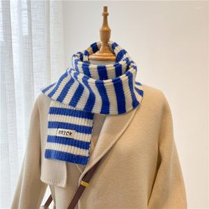 Halsdukar 2023 klassisk vinter varm halsduk för kvinnor stickad randig bufanda kvinnlig mager foulard lång halsduk