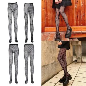 Women Socks Tights Sexy Womens Print Punk Gothic Black Hollow Out Hosiery Fishnet Special Fashion Pantyhose Stockings Hose