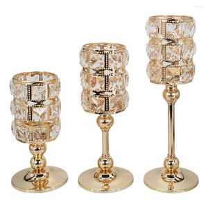 Candle Holders Mosaic Crystal Candelabra Tealight Candlestick Centerpiece Hollow Lamp Stand for Wedding Gift Table Celebration