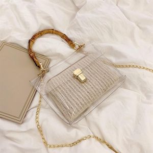 Hand Beach Handbag Travel Women Small Bags Chain Holiday Bag Lady Straw 2020 Shoulder Cross Transparent Body Efhcr321h