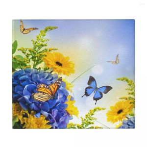 Table Mats Dish Drain Mat Pad Blue Hydrangeas And Butterfly Kitchen Drying Tableware Dishwaser