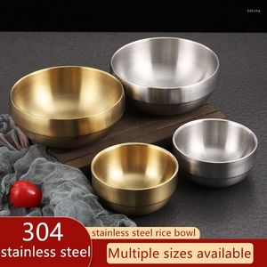 Bowls 304 Stainless Steel Bowl Rice Korean Golden Double Soup Kimchi Cooking Small Children's Tablewar