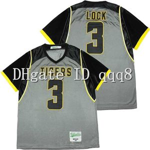 QQQ8 En Kalite 1 Hhigh School Kaplanlar #3 Drew Lock Jersey Gray% 100 Dikiş Amerikan Futbol Forması Boyutu S-XXXL