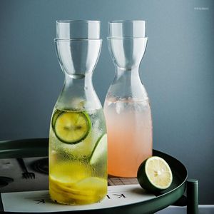 Wine Glasses With CupTransparent Heat-Resistant Glass Cold Kettle Cup Nordic Style One-Person Juice Coffee Flower Tea Container Jug Set
