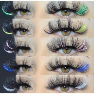 Makeup Tools est 3D Mink Eyelashes Colorful 100 Mink Lashes Mix Color Pink Blue Red White False Eyelashes Fluffy Soft Cilias Vendor 221231