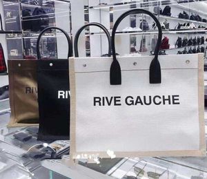 トレンド女性ハンドバッグRive Gauche Toteショッピングバッグハンドバッグトップリネン大きなビーチバッグデザイナー旅行クロスボディショルダーサッチェルウォレット2ケース