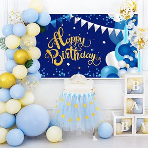 3x6 FT Large Happy Birthday Party Banner Decorations for 1th 10 20 30th 40 50 60 70th Backdrop Yard Sign Outdoor Backgroud Party Supplies with Four Brass Grommets
