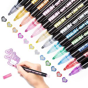 8 /12 Colors 40/120PCS/Set Double Line Outline Pen Metallic Color Highlighter Magic Marker for Art Painting Writing Supplies