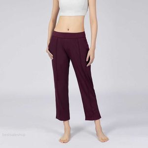 Pantaloni da yoga vestibilità ampia Pantaloni da allenamento sportivi Pantaloni da donna in vita elastica Fitness Pantaloni sportivi con tasca Top per allenamento in palestra ad asciugatura rapida