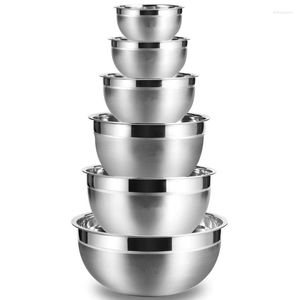 Bowls 6PCS High Quality Stainless Steel Salad Set Large Capacity Kitchen Mixing Bowl Cooking Fruit Storage Container