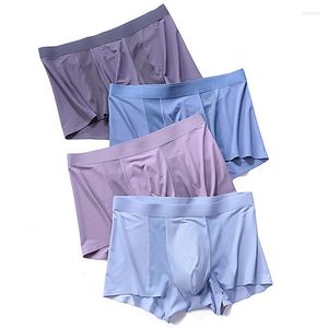 Underpants 4PCS/Lots Modal Seamless Boxer Shorts Men Underwear Breathable Bugle Pouch Silk Slip Thin Panties Boxershorts Trunks Calzoncillo