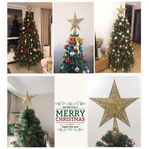 Decorações de Natal 15/2520cm 3d de cinco pontos em pó de ouro em pó flash topoer Topoer Merry Home Tabper Topper Xmas Decor