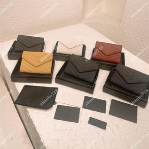 Caviar Cowhide Black Envelope Short Wallets Loulou Luxury Designer Lady Purses Top Quality Soft Clutch Bags Women Passport ID Card245k