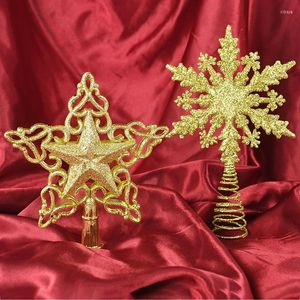 Juldekorationer glitter gyllene trädtoppstjärna ornament för hem xmas dekor navidad 2023 år leveranser