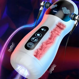 Automatic Male Masturbator Vibration Blowjob Sucking Machine Silicone Vagina Masturbation Cup Sex Toys Adult Goods for Men