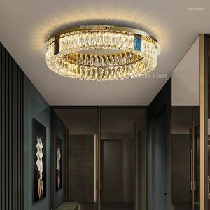 Ceiling Lights Living Room Crystal Lamp Ultra-thin Style Bedroom High-end Household Round Study