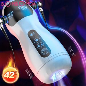 Automatic Sucking Masturbation Cup for Men Oral Blow job Toys Orgasm Male Masturbator Sex Toy Realistic Vagina Adult Goods Voice