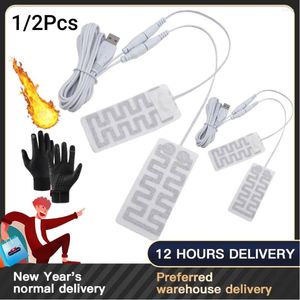 Carpets 1/2pc USB Heated Gloves Pad Electric Heater 5V Carbon Fiber Heating Sheet Winter Outdoor Hand Feet Warmer