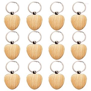 Ganchos 12pcs em branco em forma de coração Corrente de madeira DIY Keychains Tags Gifts Gifts