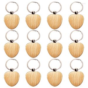 Ganci 12Pcs Portachiavi in legno a forma di cuore vuoto Portachiavi in legno fai-da-te Tag Regali