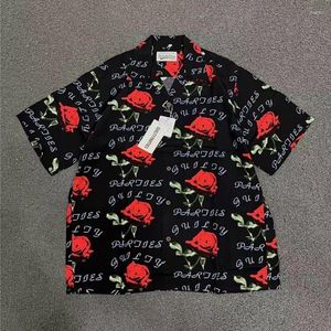 Mäns avslappnade skjortor män kvinnor kvalitet hawaii t-shirt topp tees sommarstil blommor wacko maria skjorta