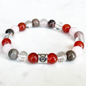 Länkarmband MG1704 Oxen Zodiac Armband 8 mm Kvalitet Carnelian Rose Quartz White Crystal Pärlor handled mala naturliga ädelsten smycken