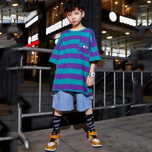 STEGN Wear Summer Children's Children's Hip-Hop T-shirt Shorts jeans coreanos Boy Korean Costume Jazz Dance Performance Roupos Dwy3565