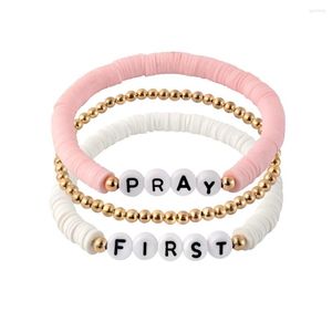 Charm Bracelets Arrival Soft Clay For Women Girls Simple Fashion Letters Bracelet Set Metal Beads Adjustanle Bangle Jewelry