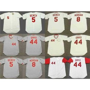 QQQ8 C202 5 Johnny Bench 44 Eric Davis 8 Joe Morgan Baseball Jersey Men Men Młodzież szedł