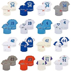 QQQ8 AIR01 VINTAGE 1981 Fernando Valenzuela Jersey 42 Jackie Robinson 51 Randy Johnson 44 Hank Aaron 23 Kirk Gibson 17 Denny McLain 4 Paul Molitor 19