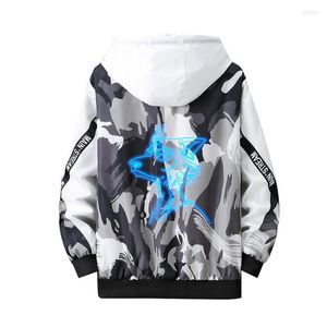 Men's Hoodies Anime Thin Jacket BEASTARS Cosplay Hoodie Legoshi Haru Luminous Print Zipper Splicing Hooded Camouflage Student Summer Coat