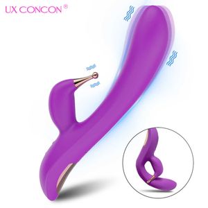 Skönhetsartiklar kraftfulla dildos vibrator silikon stor storlek trollstav g-spot massager sexig leksak för par klitoris bröstvårta dubbla stimulator vuxna