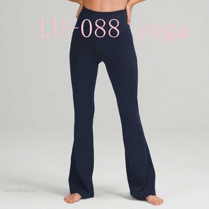 Du vill ha flare byxor kvinnor leggings lu-088 yoga pant super stretchy h￶g midja leggings gym tr￤ning blossade breda m￶rdare ben byxor topp
